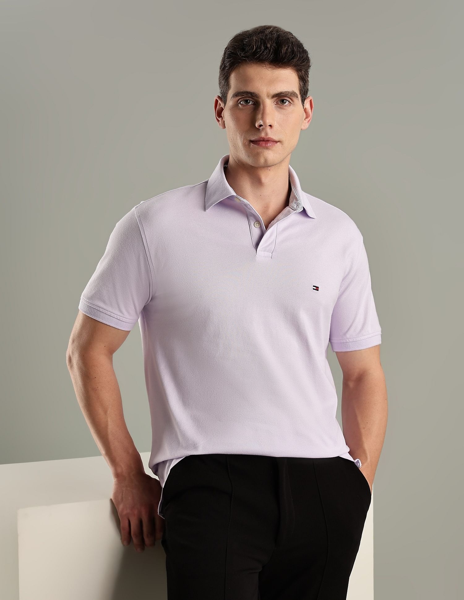 Tommy Hilfiger Solid Regular-Fit Cotton Polo T-Shirt