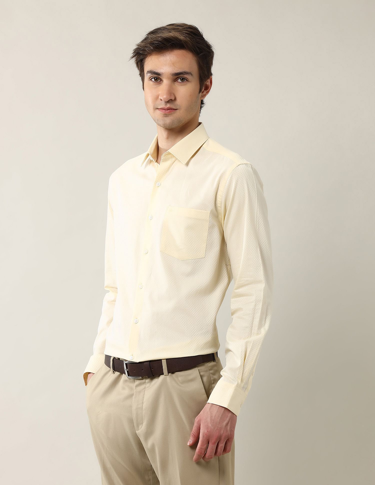 Arrow Textured Manhattan Slim Fit Ceremonial Shirt