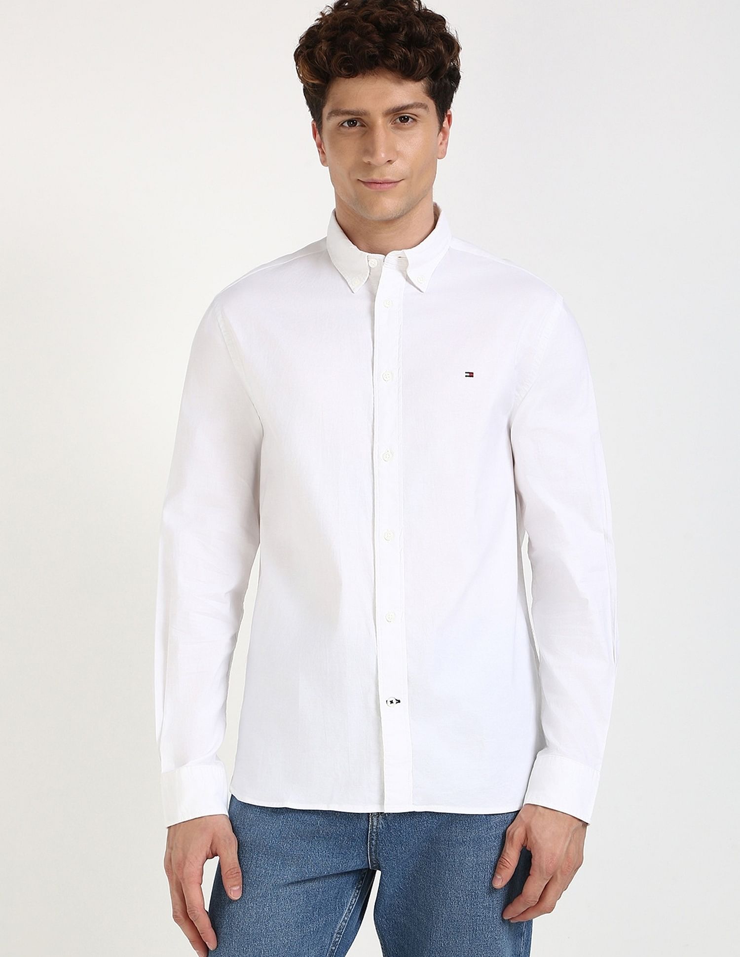 Tommy Hilfiger Solid Regular-Fit Cotton Shirt