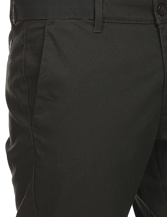 Arrow Sports Flat Front Solid Casual Trousers