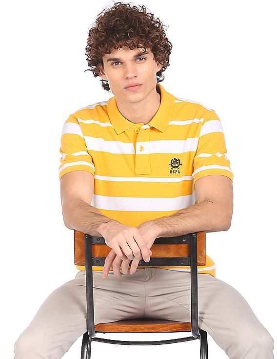 U.S. Polo Assn. Men Yellow Striped Polo Shirt