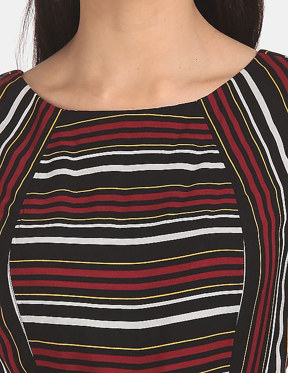 Flying Machine Women Striped Fit Flare Dress