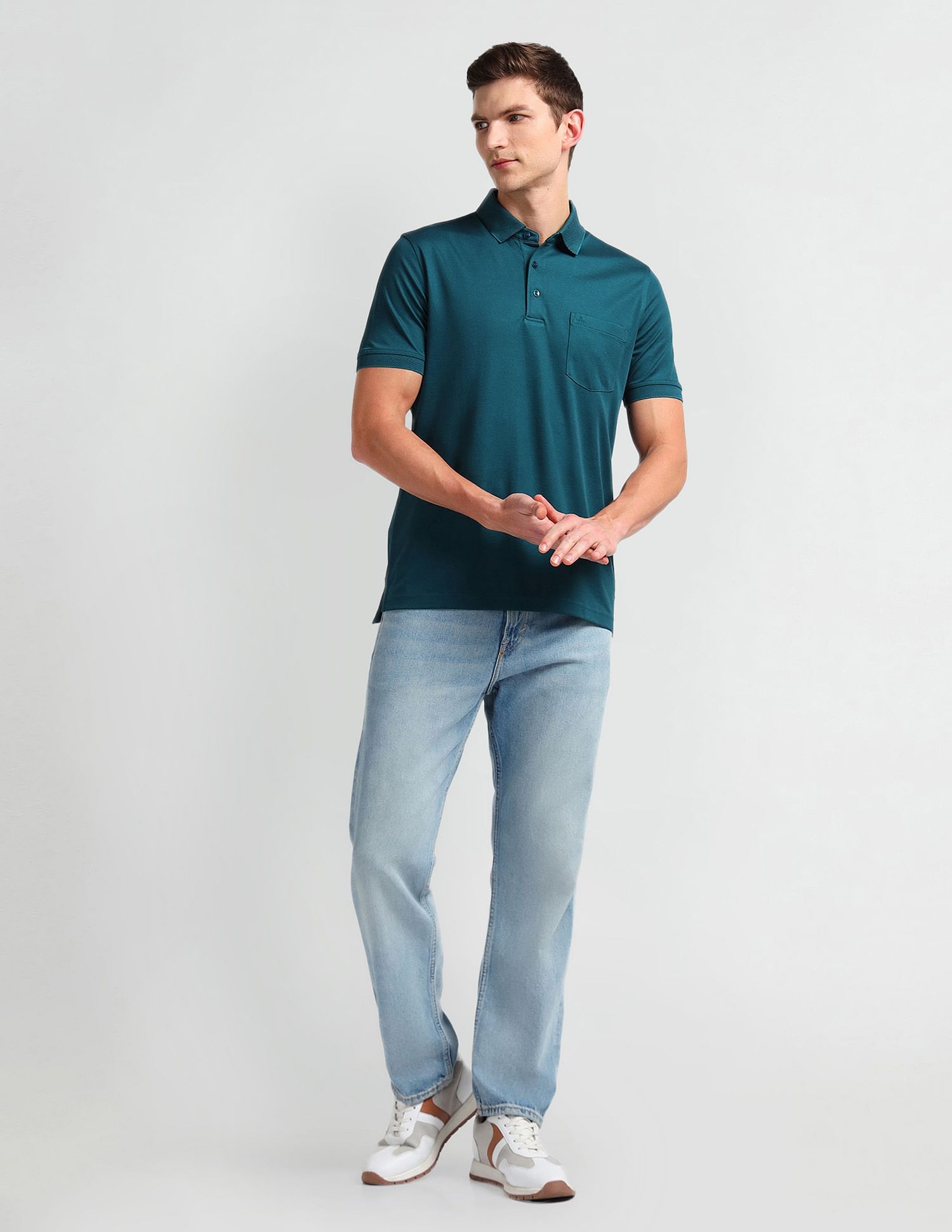 Arrow Pique Knit Solid Polo Shirt