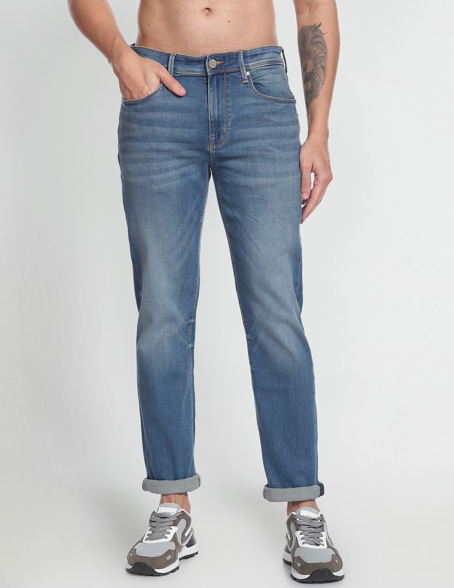 Flying Machine Slim Straight Fit Stone Wash Luxe Jeans