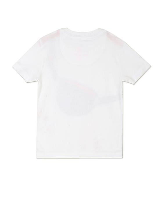 U.S. Polo Assn. Kids Boys White Crew Neck Graphic Print T Shirt
