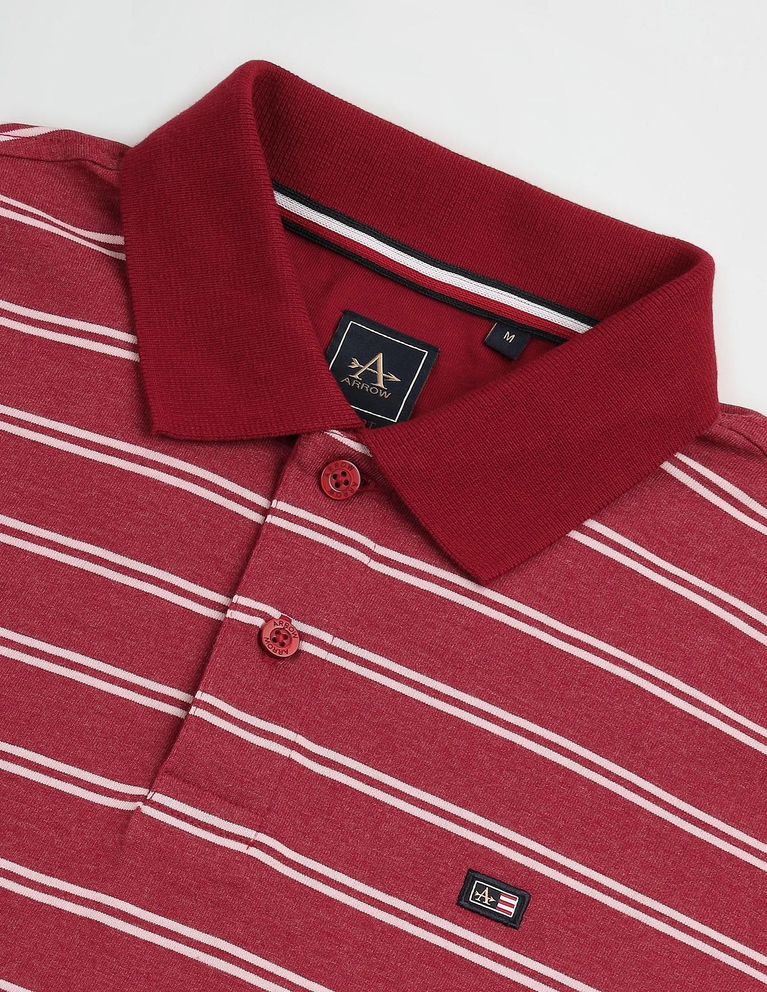Arrow Sports Horizontal Stripe Cotton Polo Shirt