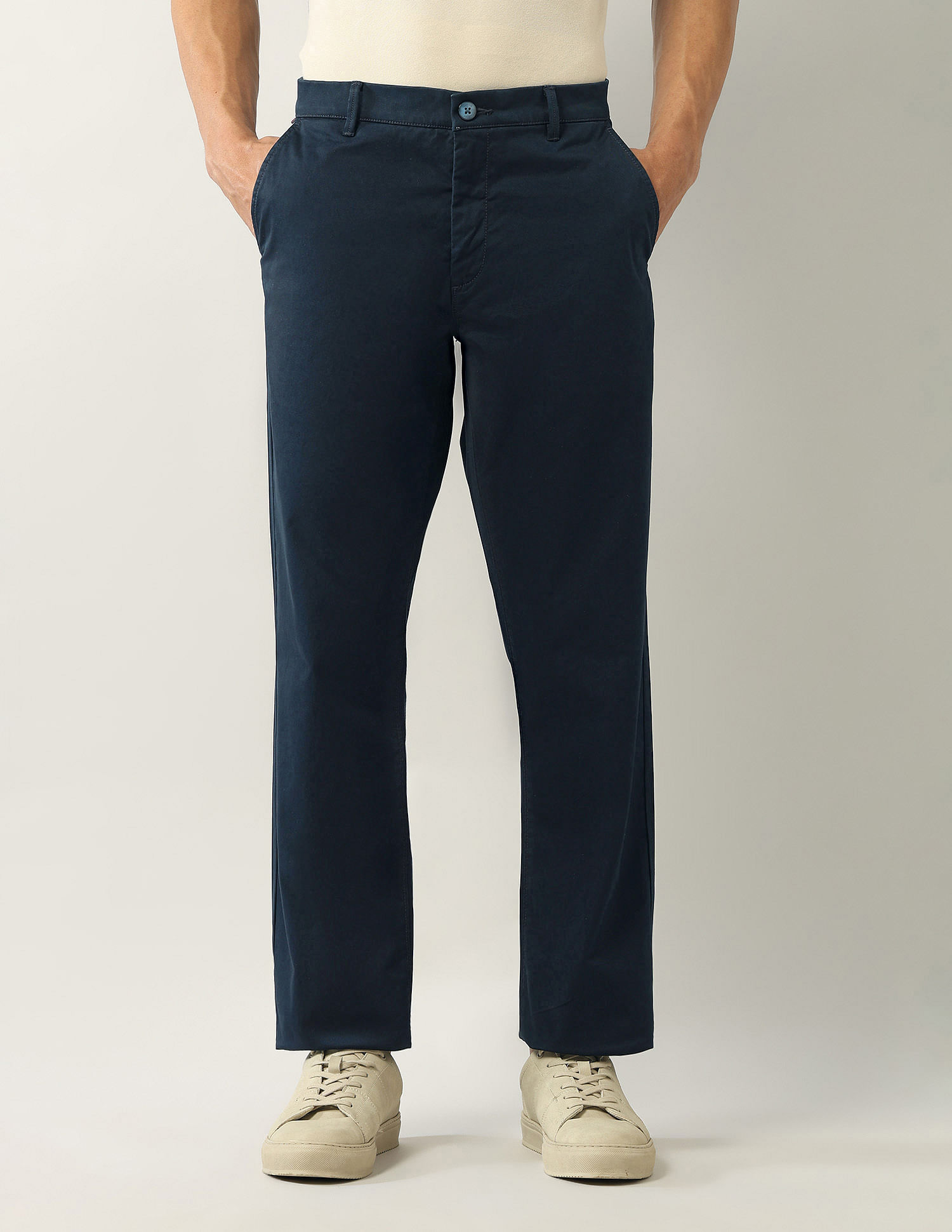 Arrow Sport Mid Rise Straight Fit Twill Trousers