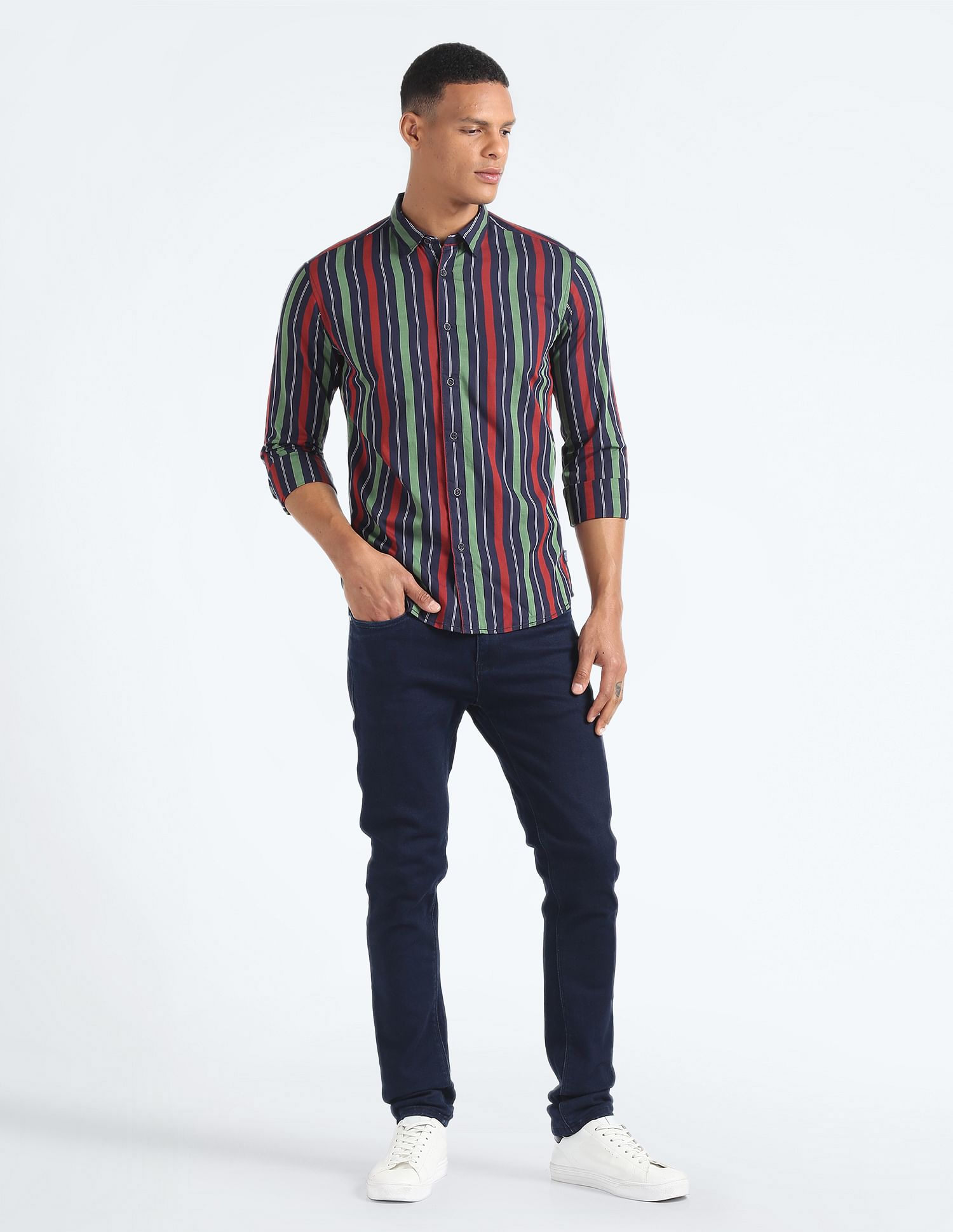 Flying Machine Vertical Stripe Slim Shirt