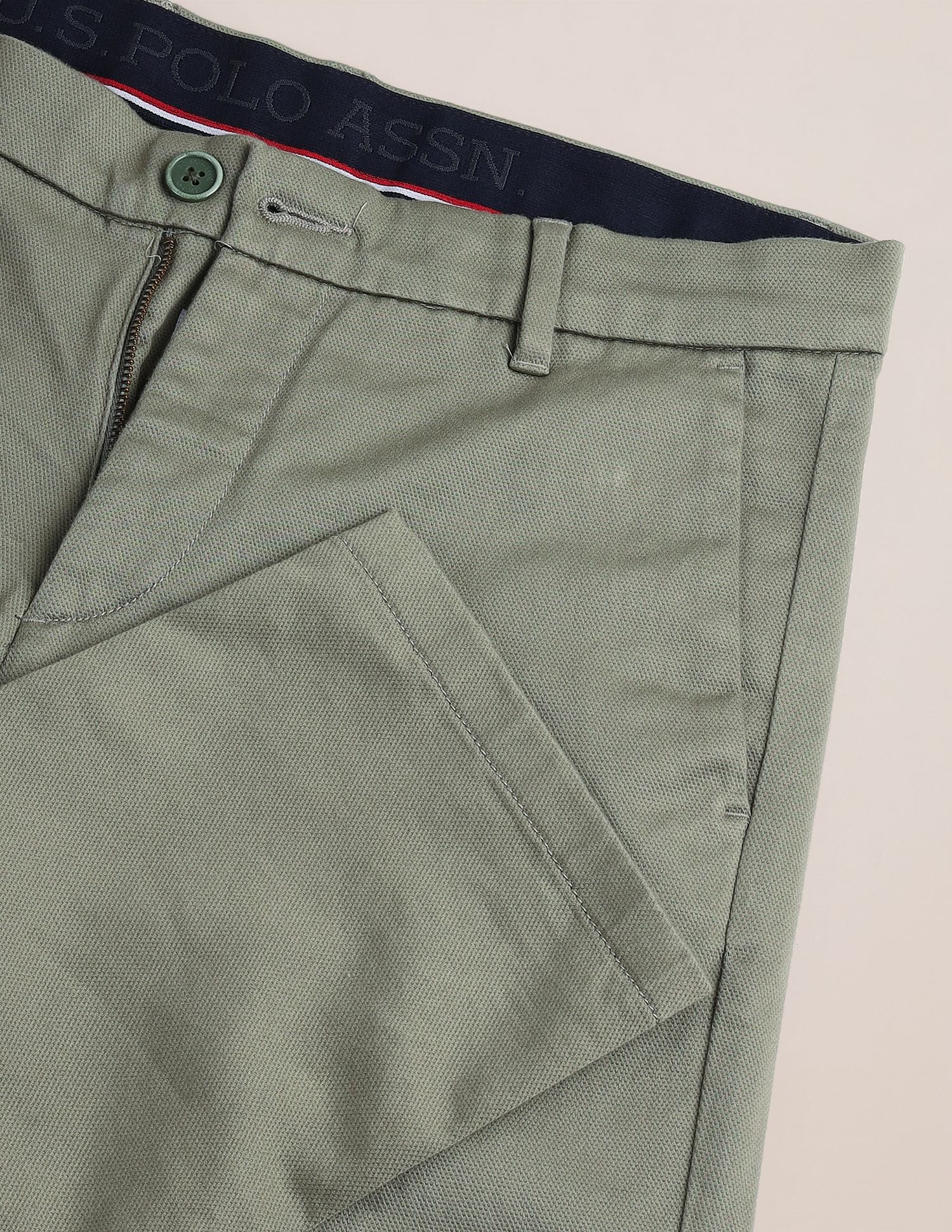 U.S. Polo Assn. Slim Straight Fit Solid Trousers