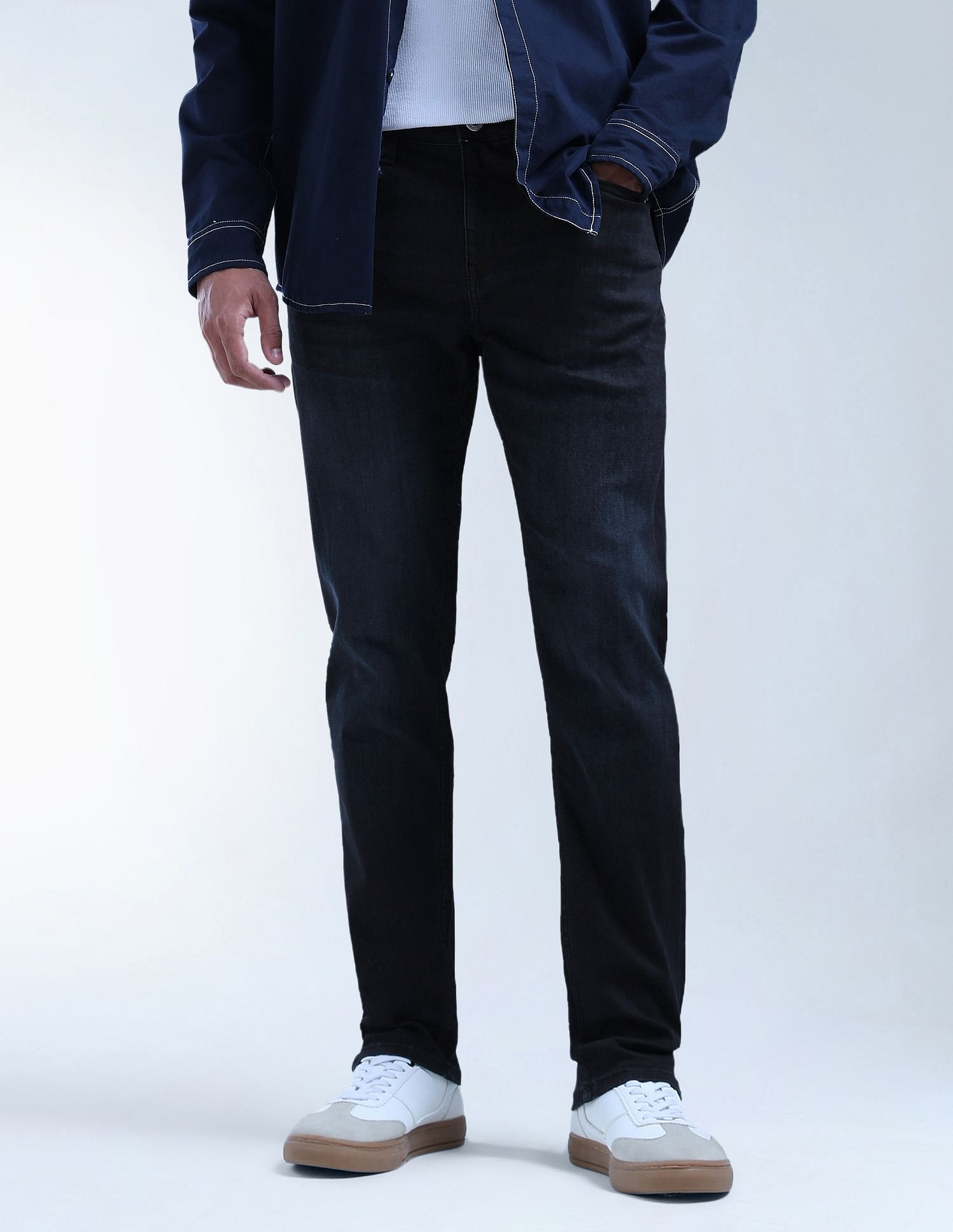 Flying Machine Slash Slim Tapered Fit Light Washed Jeans