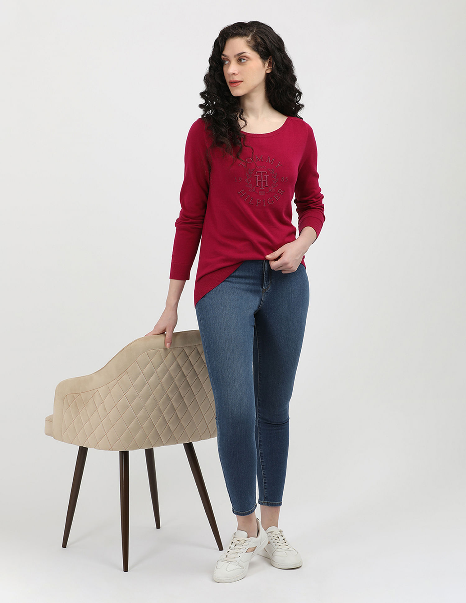 Tommy Hilfiger Boat Neck Tonal Cotton Sweatshirt