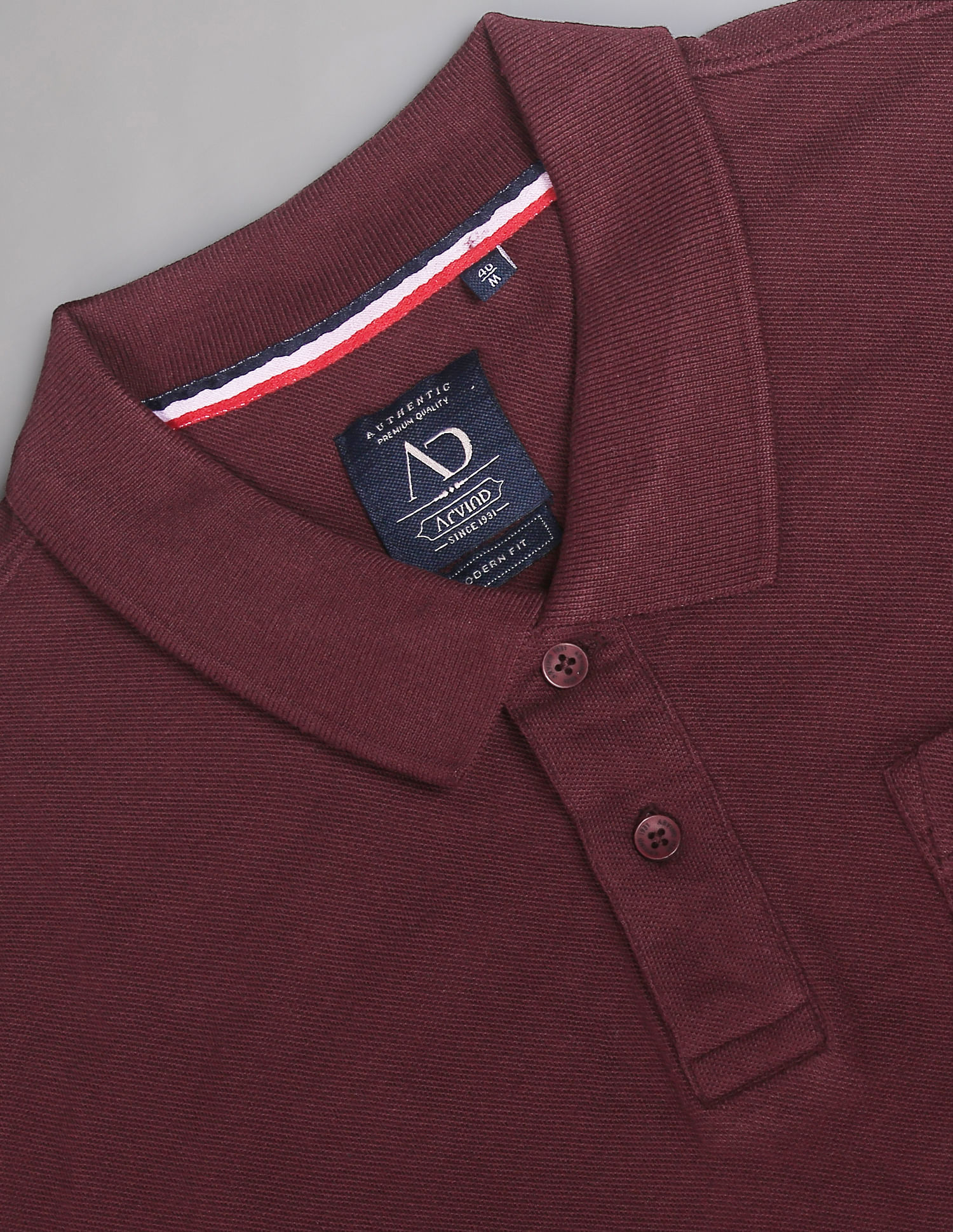 AD by Arvind Cotton Solid Polo Shirt
