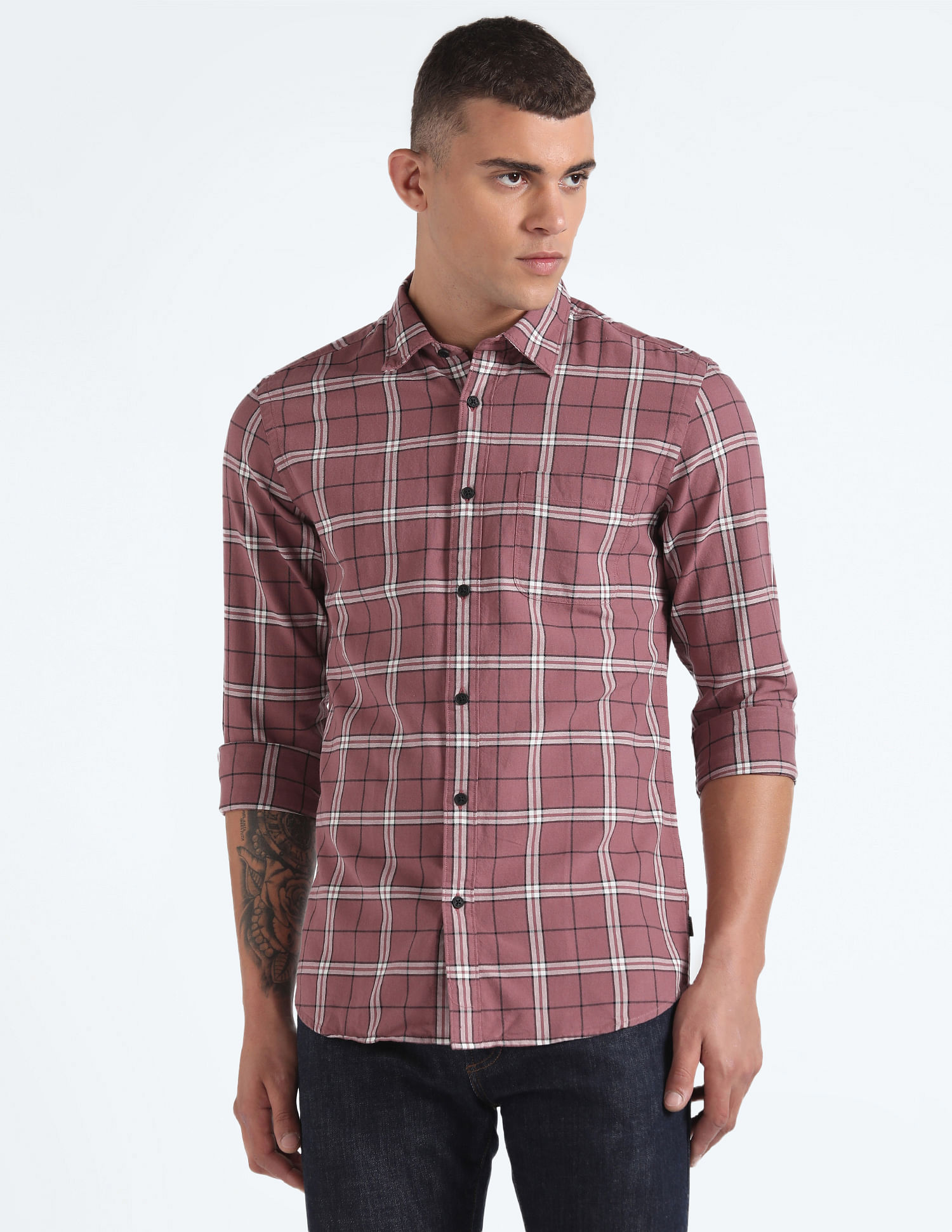 Flying Machine Tartan Check Dobby Shirt
