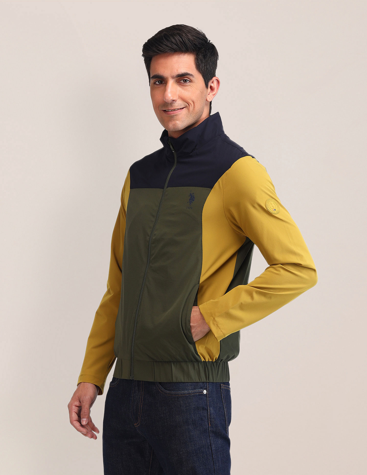 U.S. Polo Assn. Colour Blocked Regular Fit Jacket