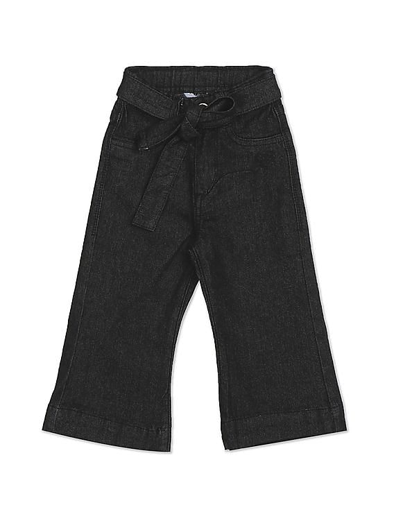 U.S. Polo Assn. Kids Girls Black Mid Rise Solid Bootcut Jeans
