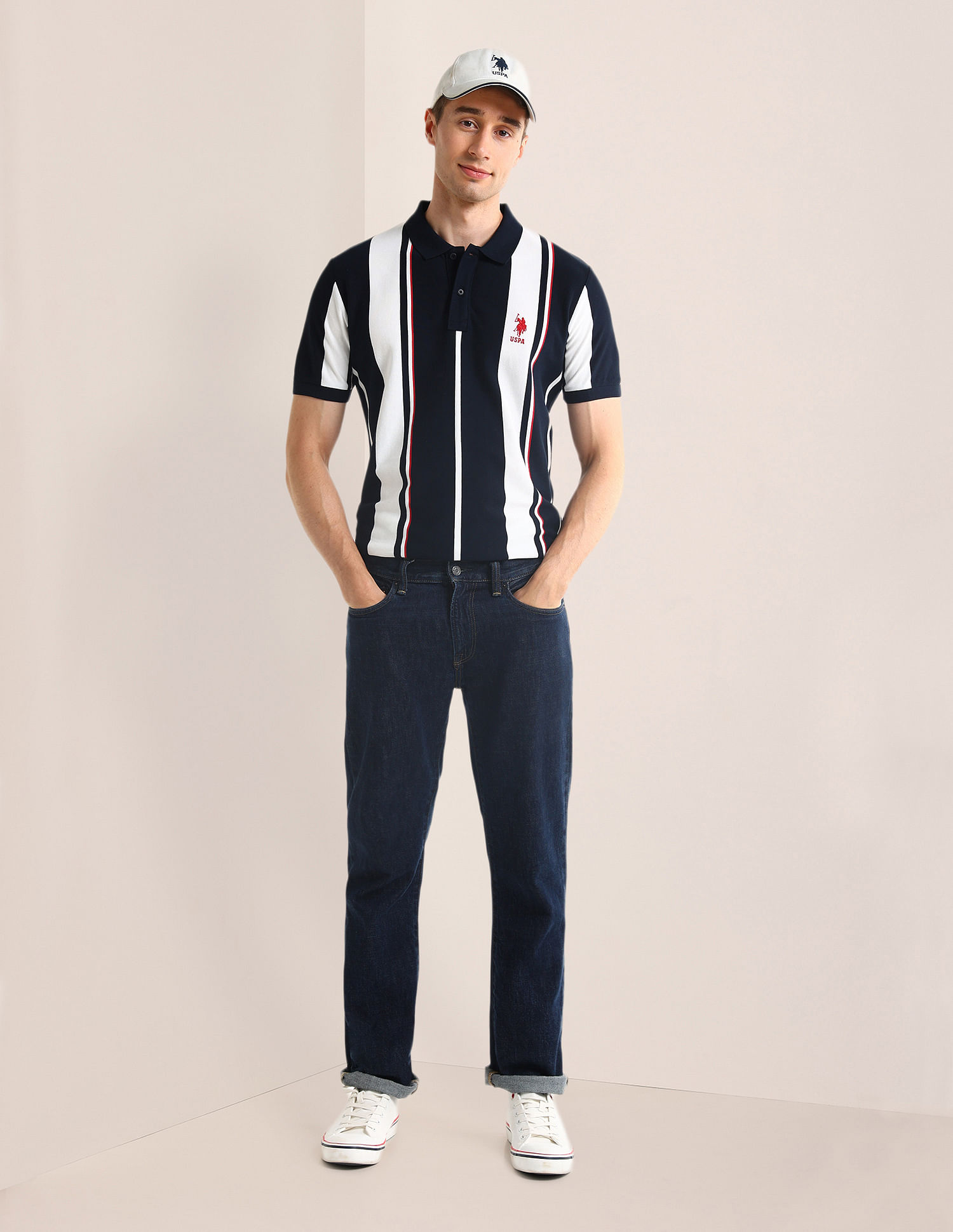 U.S. Polo Assn. Vertical Striped Slim Fit Polo Shirt