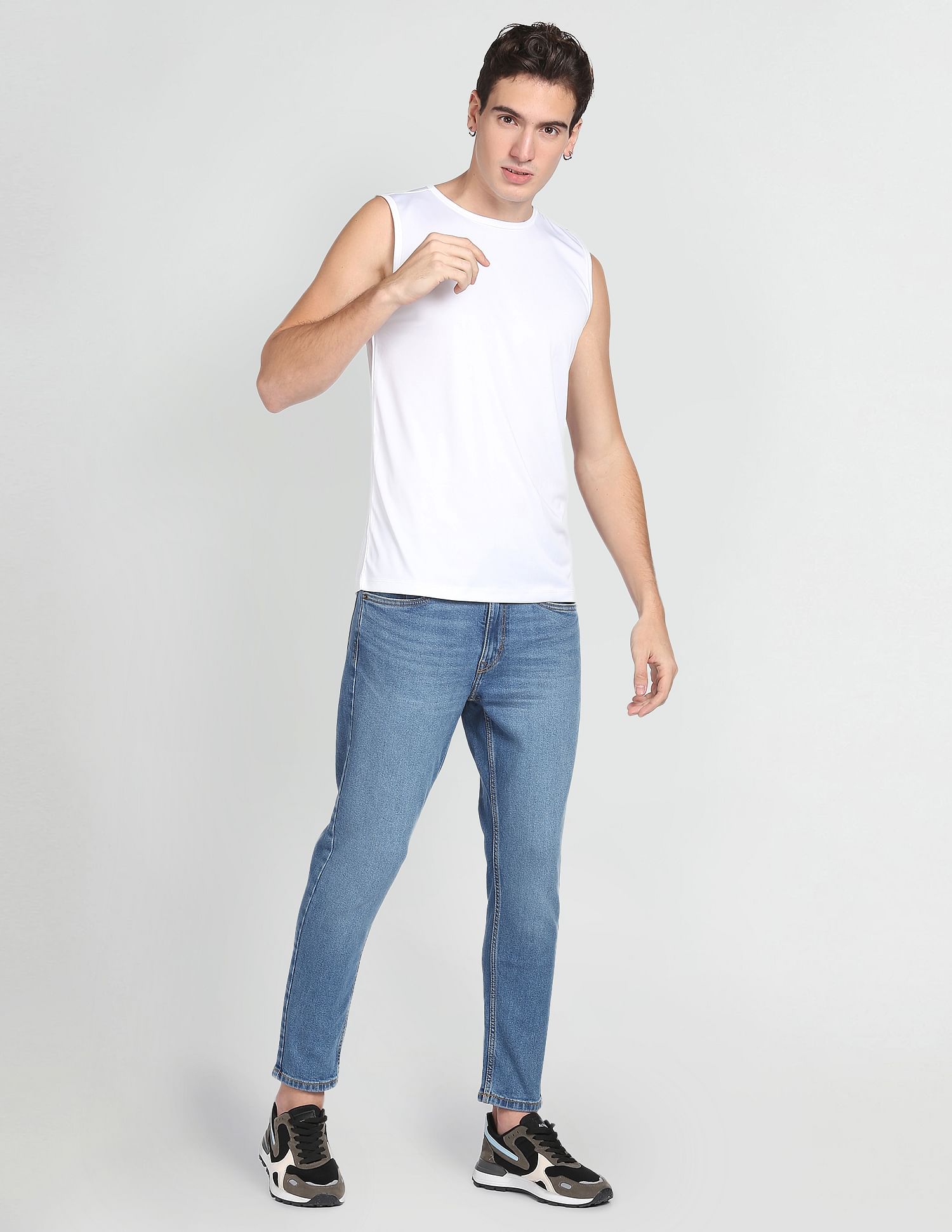 Flying Machine High Rise Stone Wash Jeans