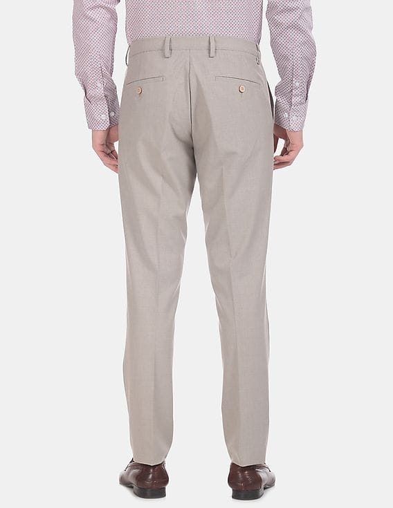 Buy USPA Tailored Men Beige Slim Fit 