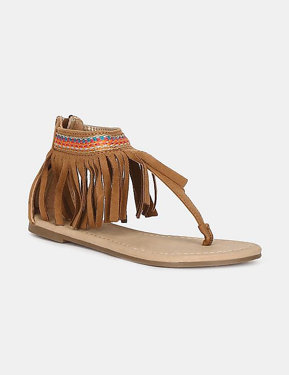 Buy The Children s Place Girls Girls Brown Fringe Gladiator Sandal