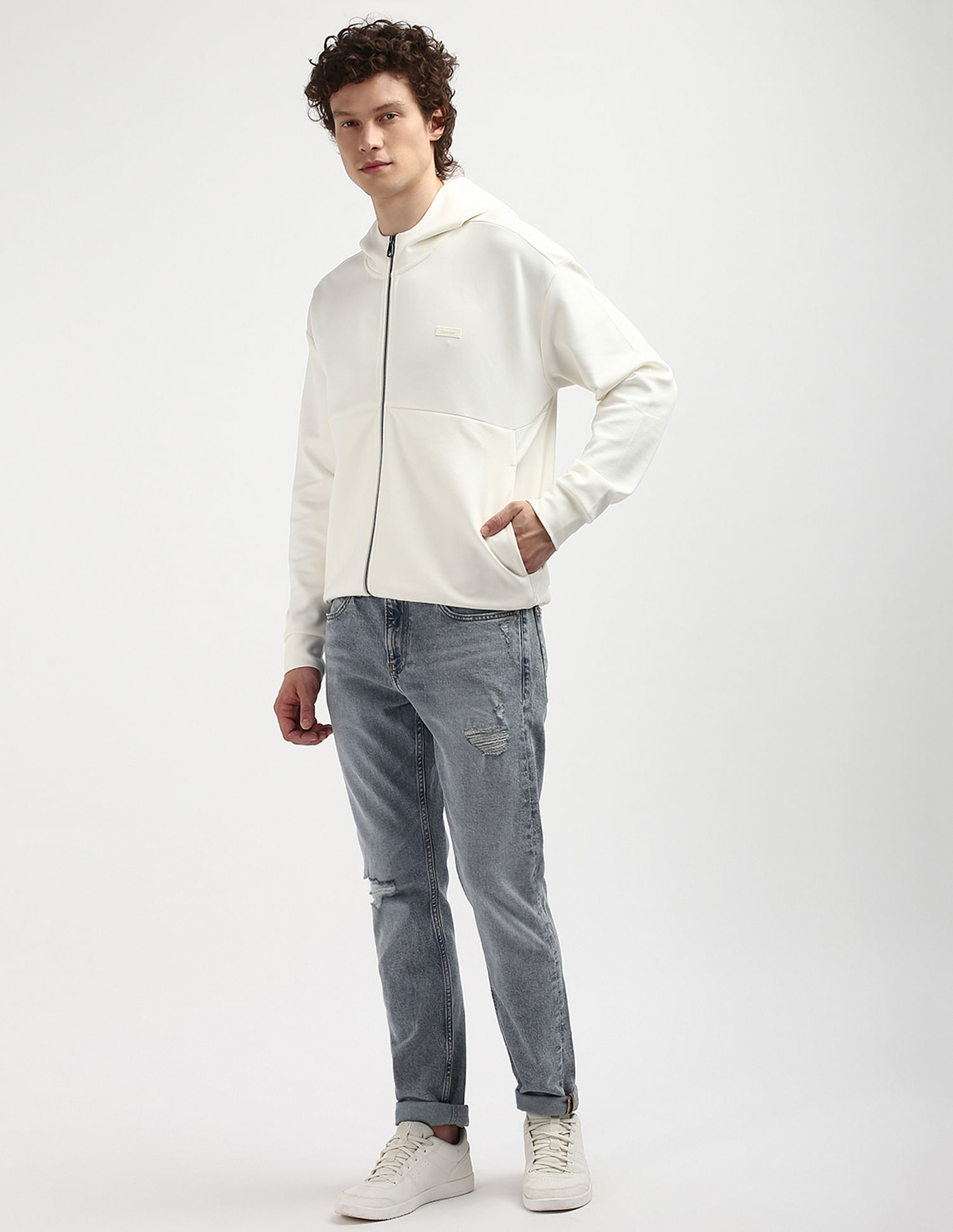 Calvin Klein Colour Embossed Logo Zip Through Sweatshirt