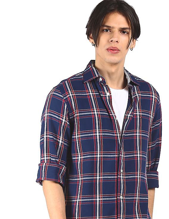 tommy hilfiger blue check shirt