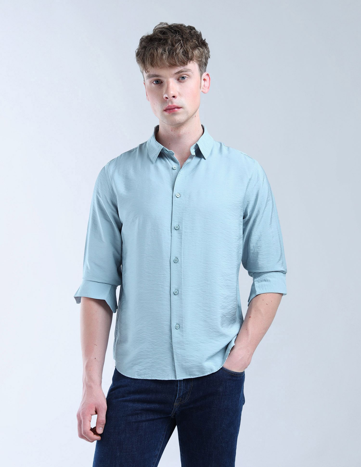Flying Machine Solid Regular Fit Digitopia Shirt