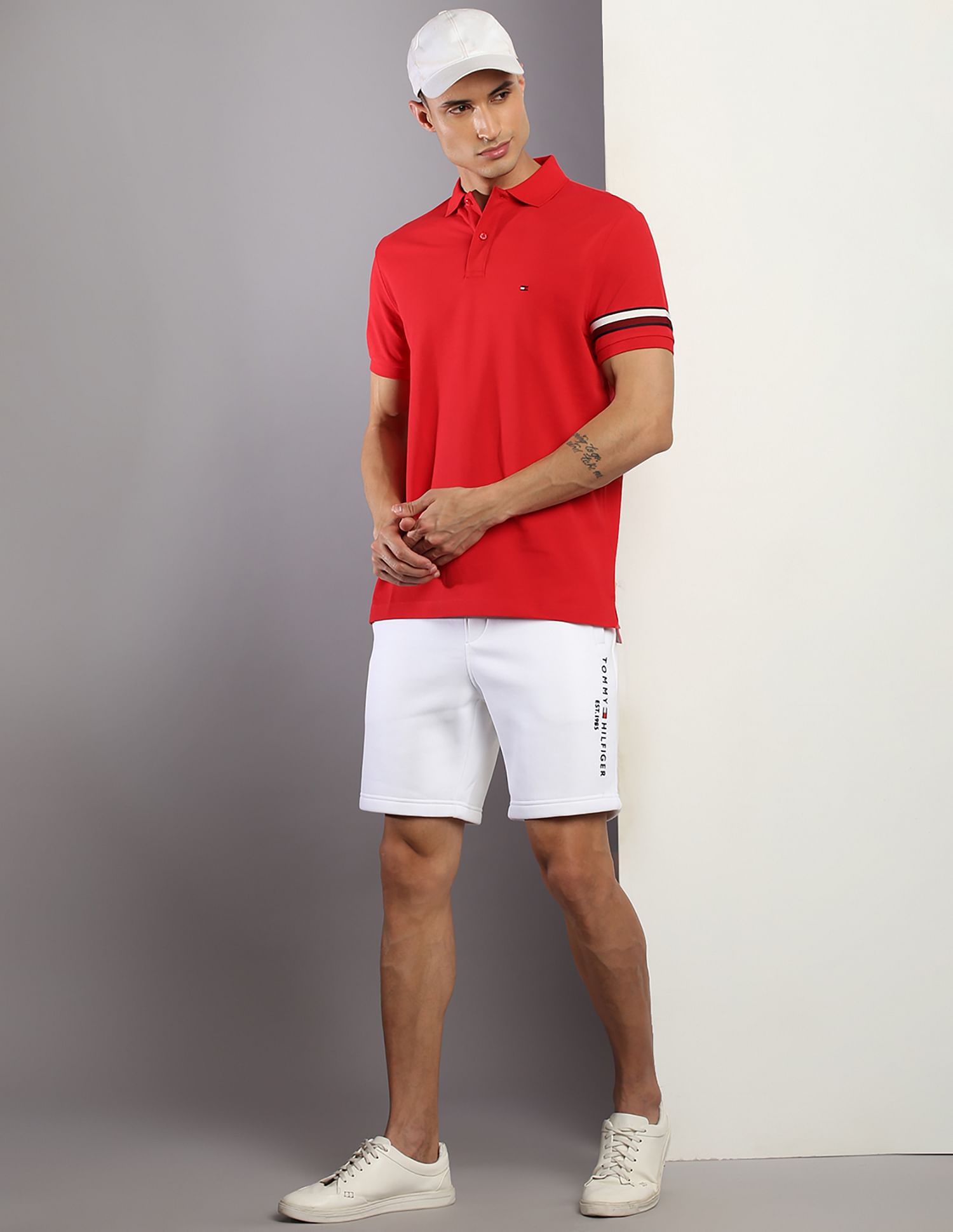 Tommy Hilfiger Global Stripe Sleeve Organic Cotton Polo Shirt