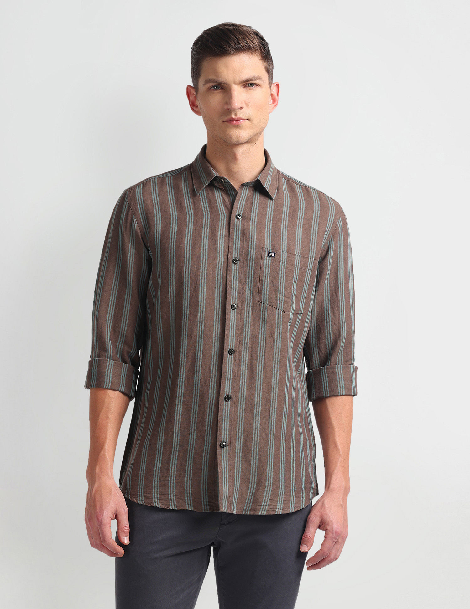 Arrow Sports Linen Blend Slim Fit Shirt