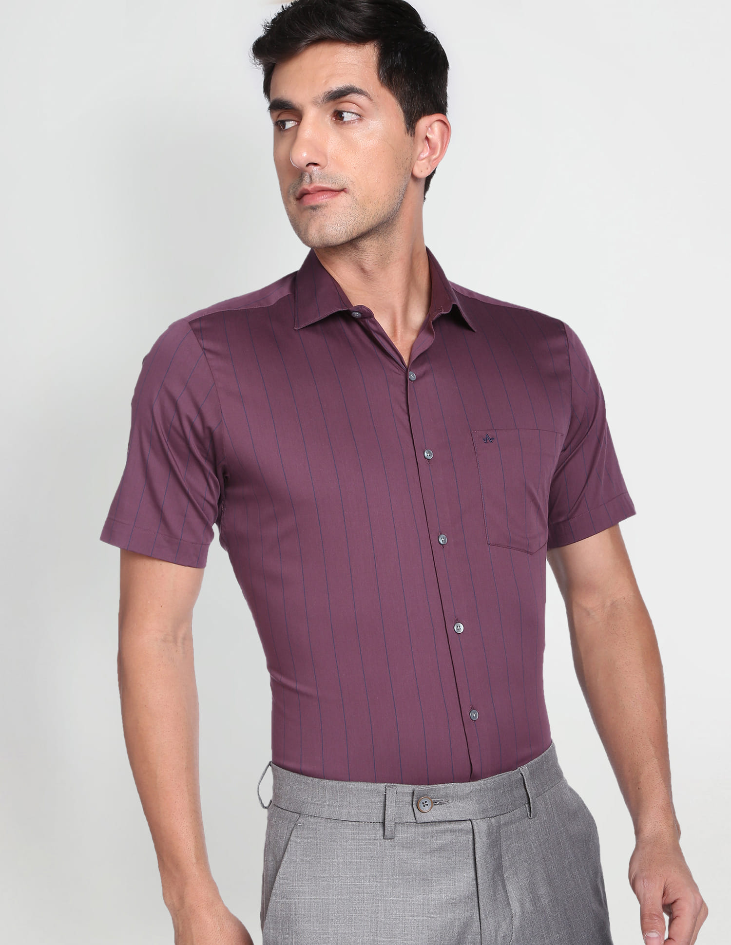 urmページ Buy Arrow Vertical Stripe Short Sleeve Formal Shirt - NNNOW.com