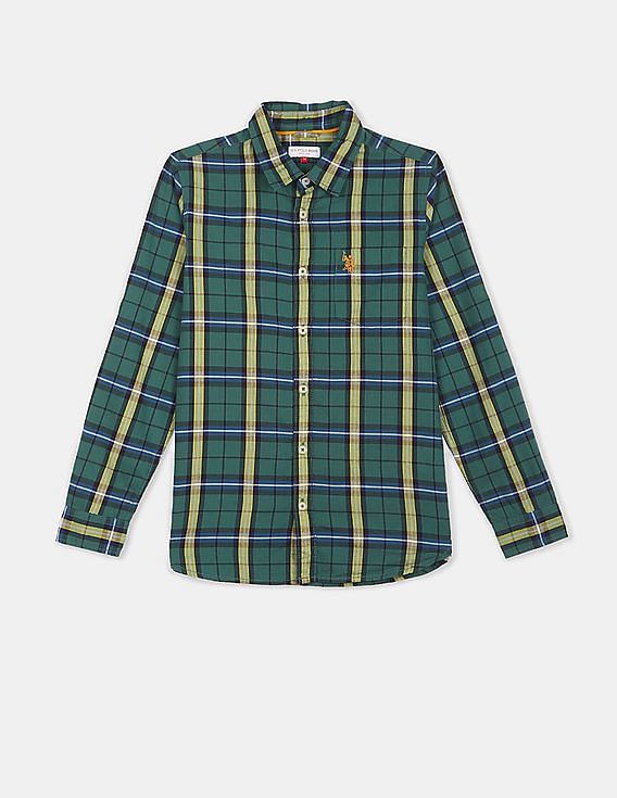 U.S. Polo Assn. Kids Boys Spread Collar Check Shirt