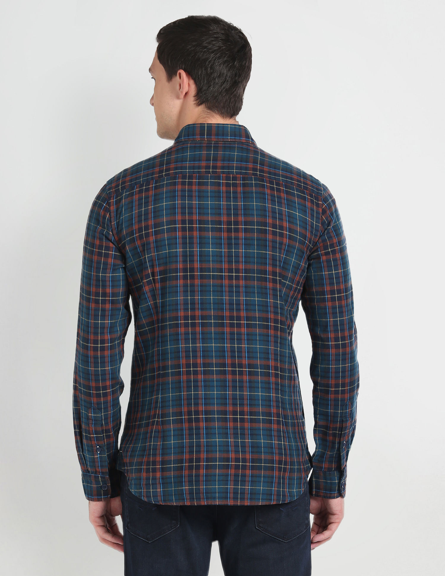 U.S. Polo Assn. Denim Co. Cutaway Collar Plaid Check Slim Fit Shirt