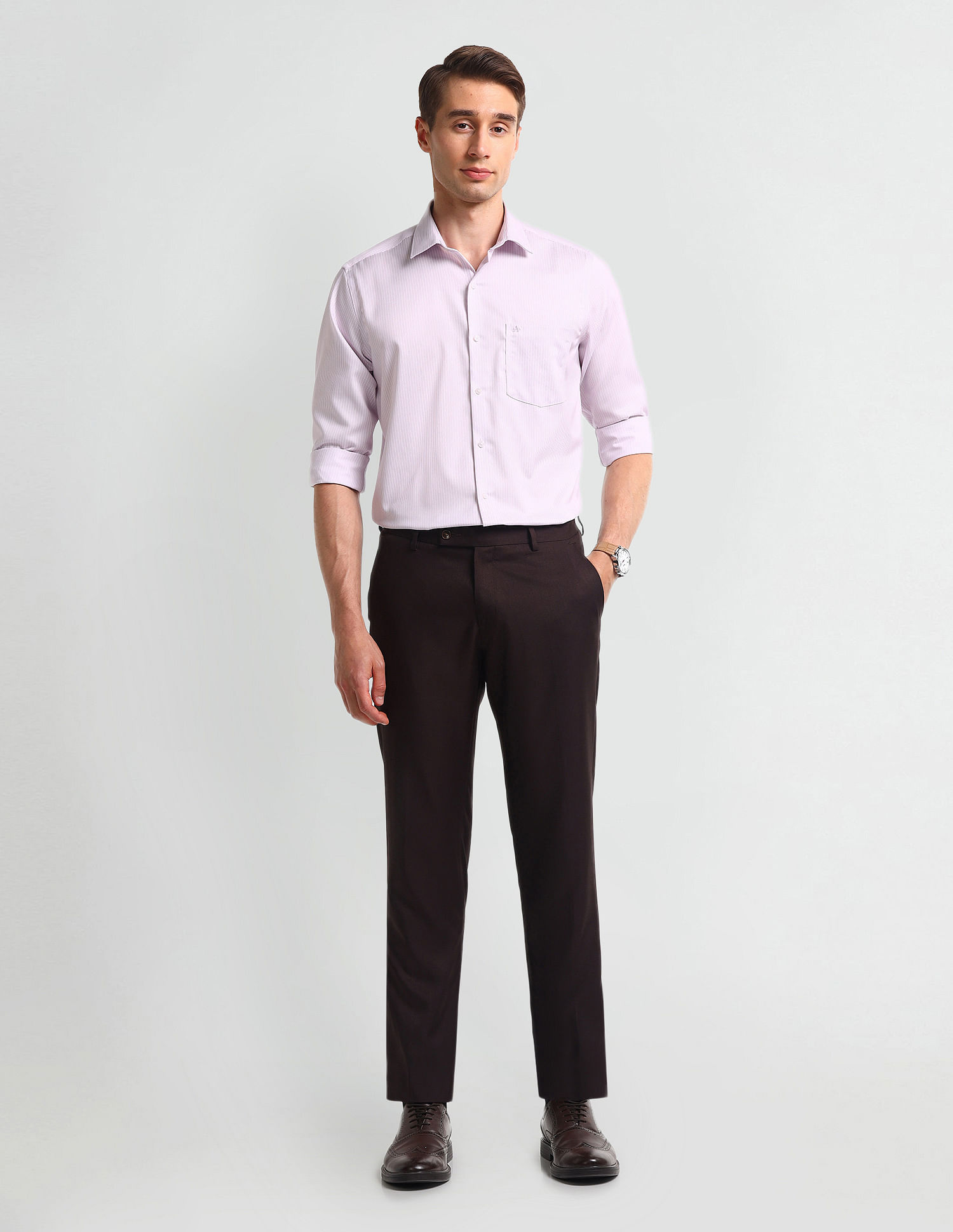 Arrow Cutaway Collar Vertical Stripes Shirt