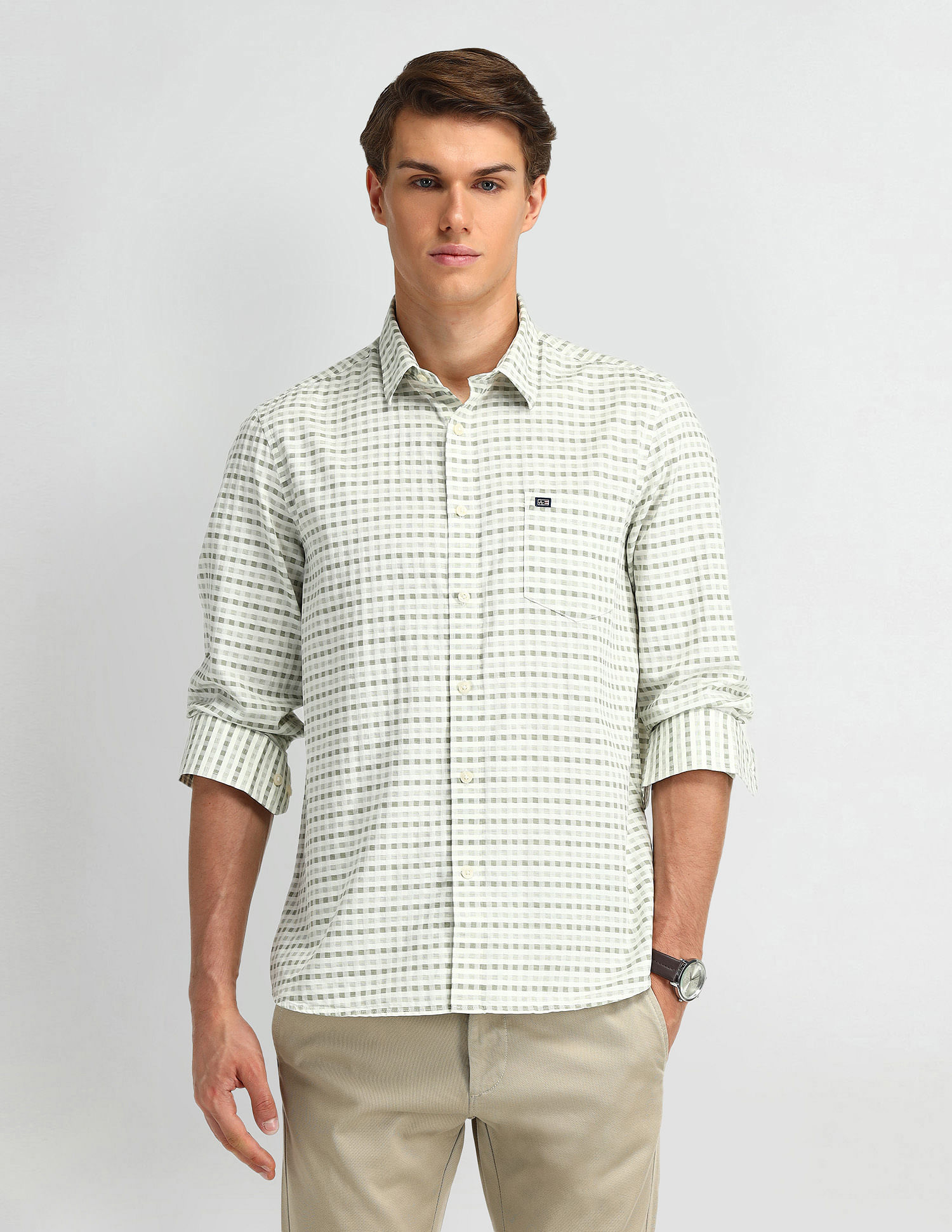 Arrow Sport Micro Checked Cotton Shirt