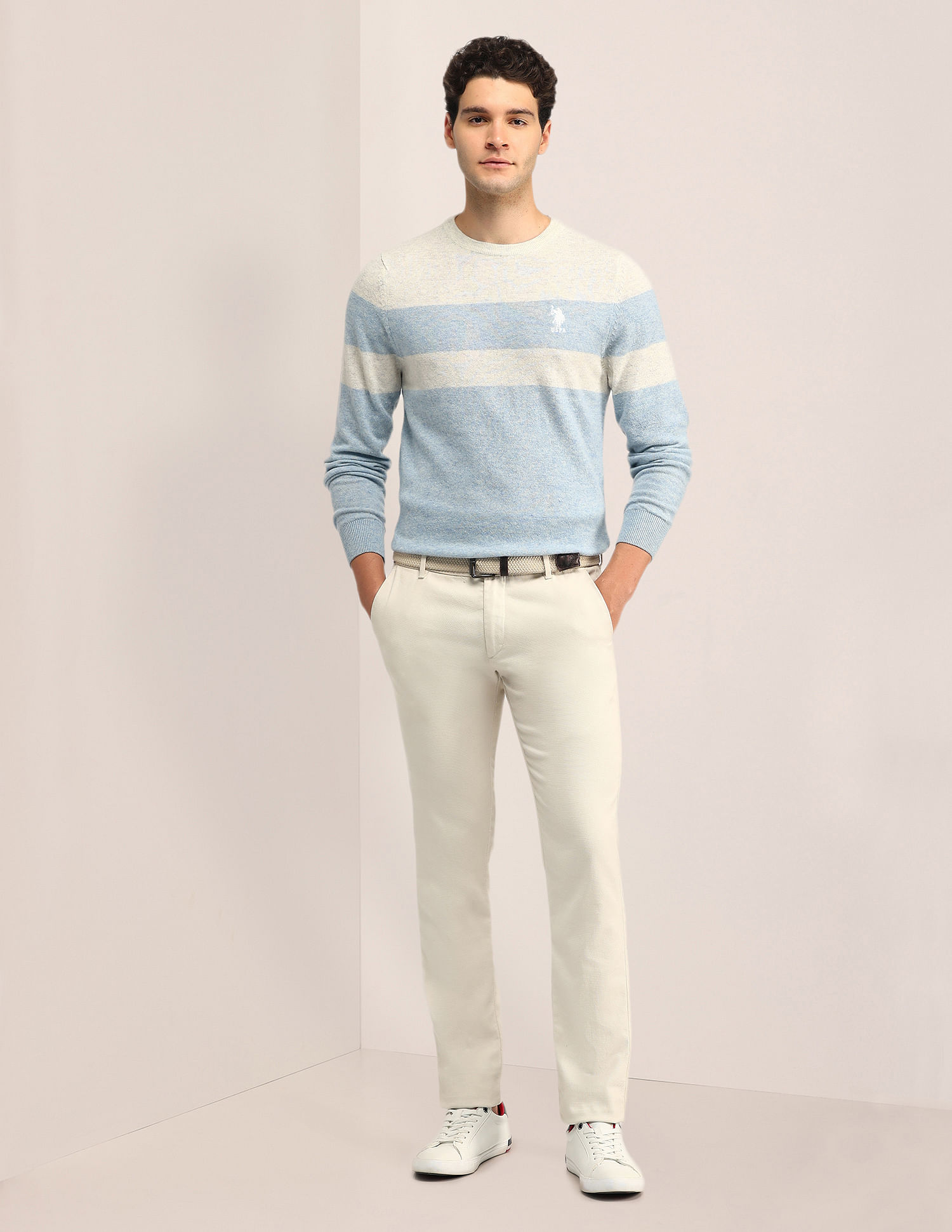 U.S. Polo Assn. Colour Blocked Regular Fit Sweater