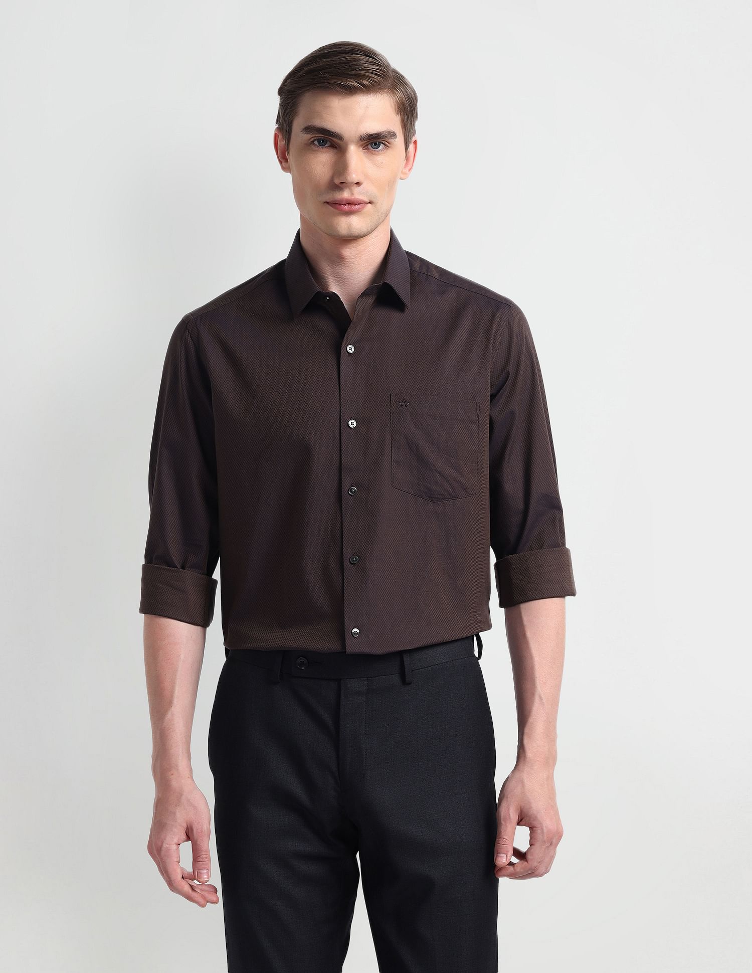 Arrow Manhattan Slim Fit Self-design Shirt