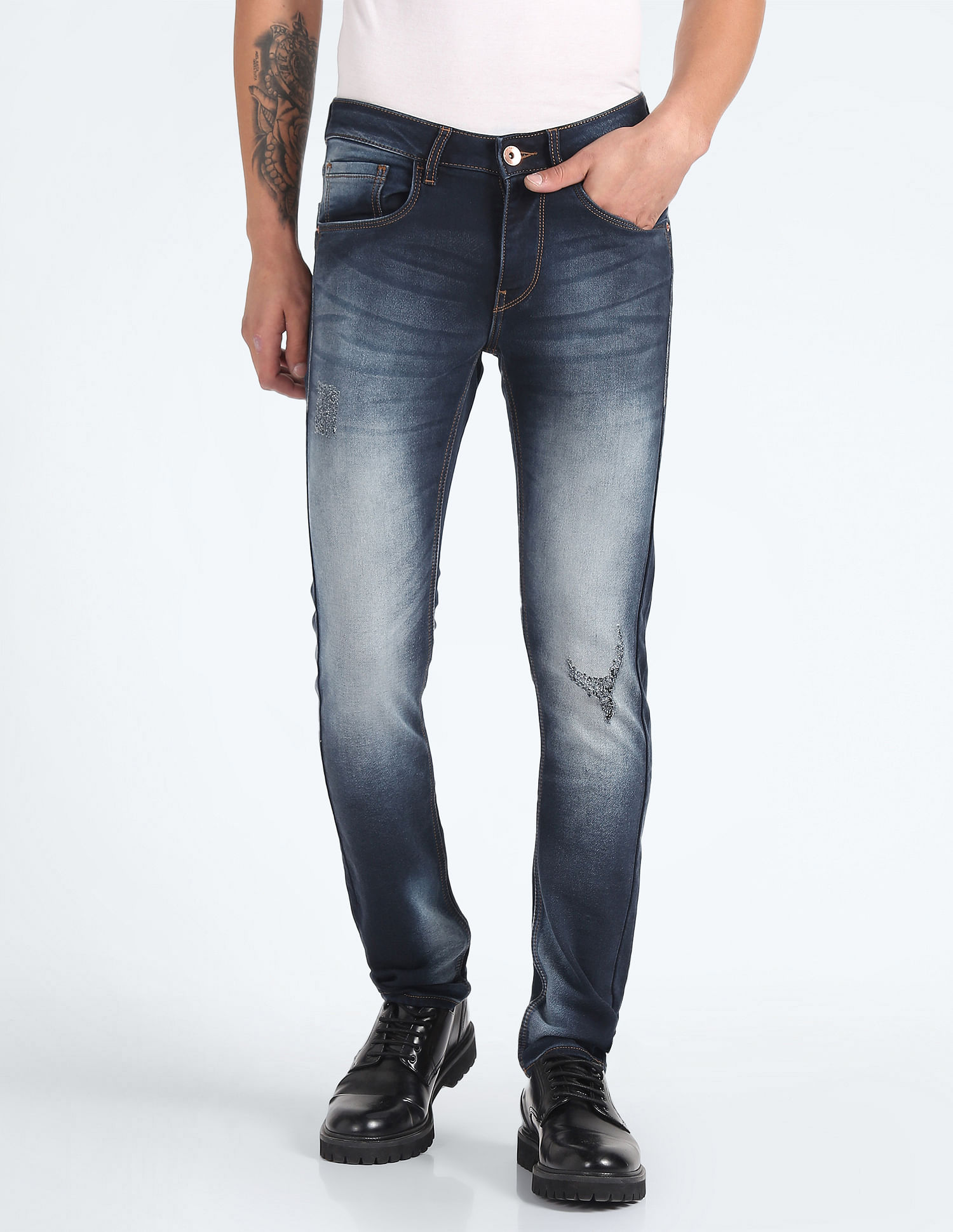 Flying Machine Jackson Skinny Fit Distressed Jeans