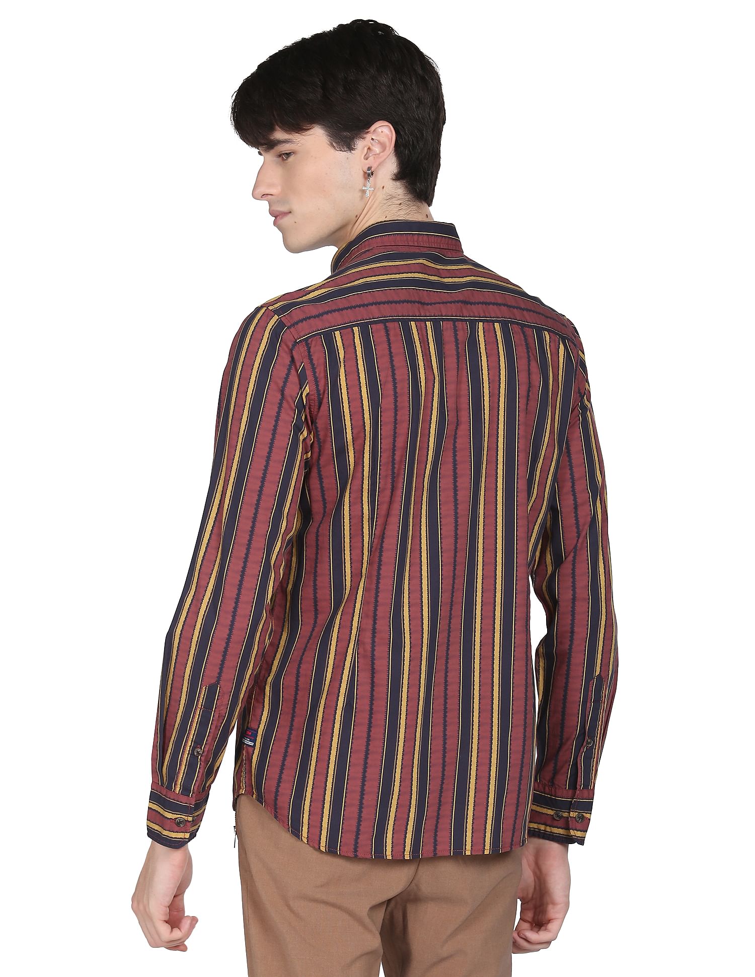 Flying Machine Vertical Stripe Cotton Shirt