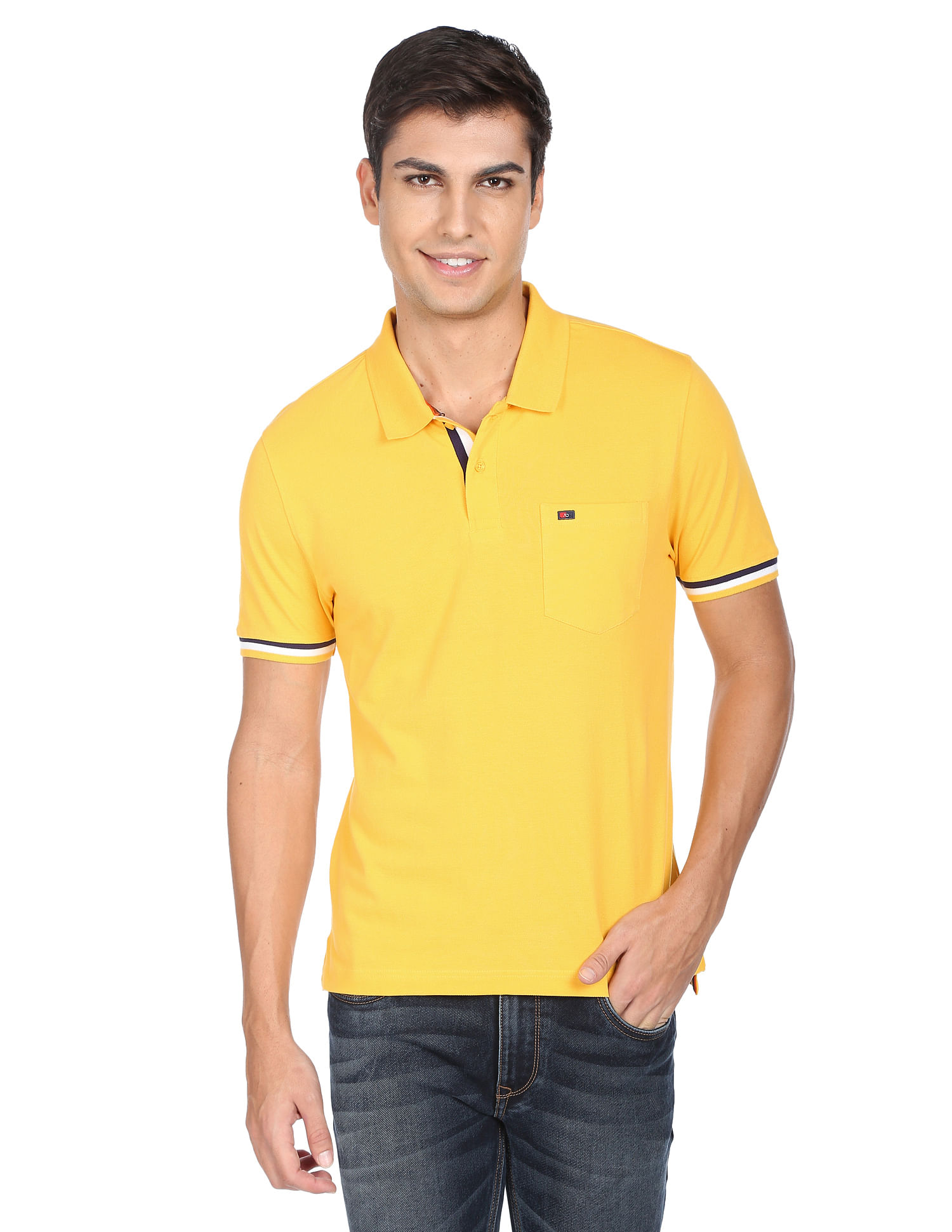 AD by Arvind Modern Solid Pique Polo Shirt