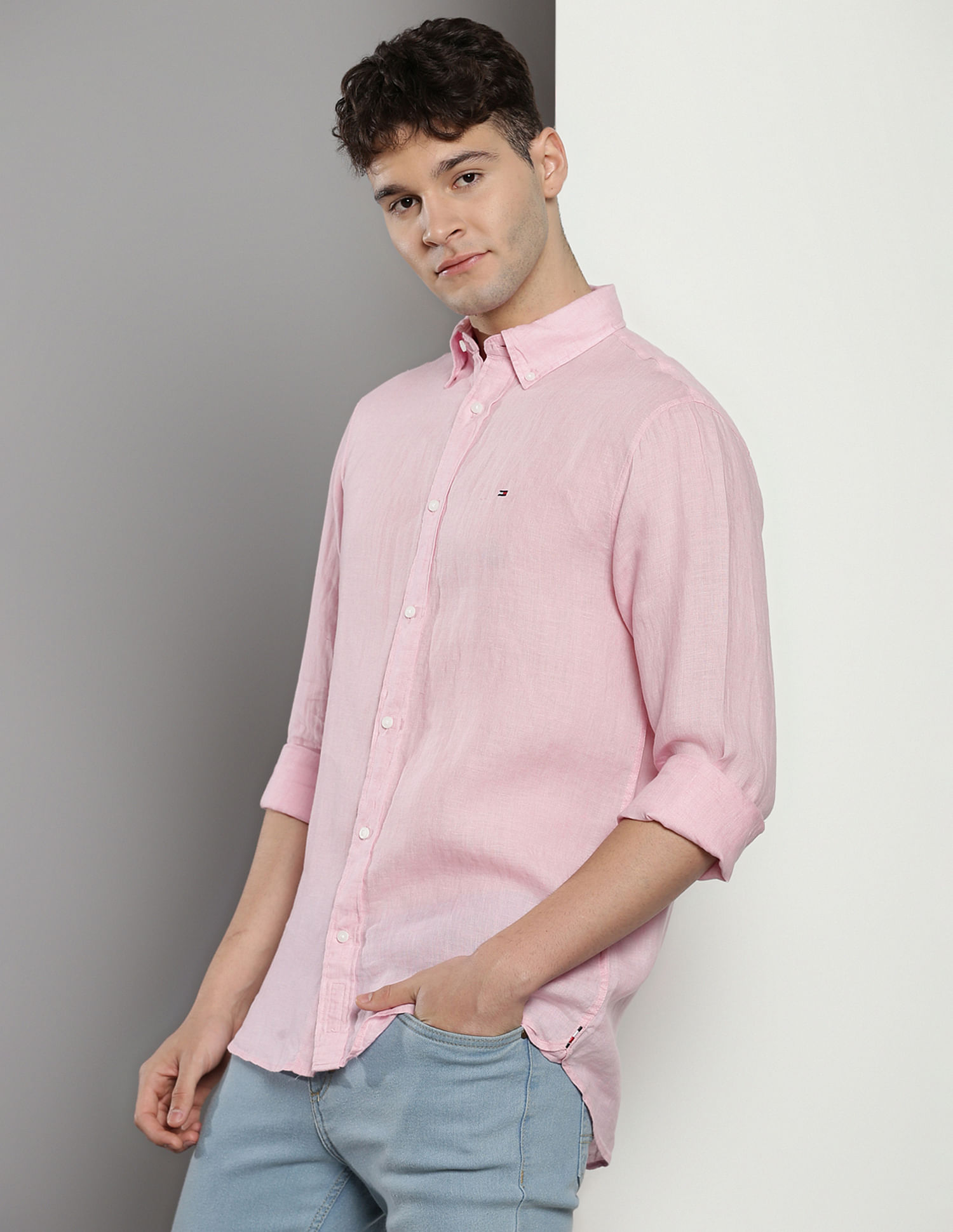 Tommy Hilfiger Solid Pigment Dyed Linen Shirt