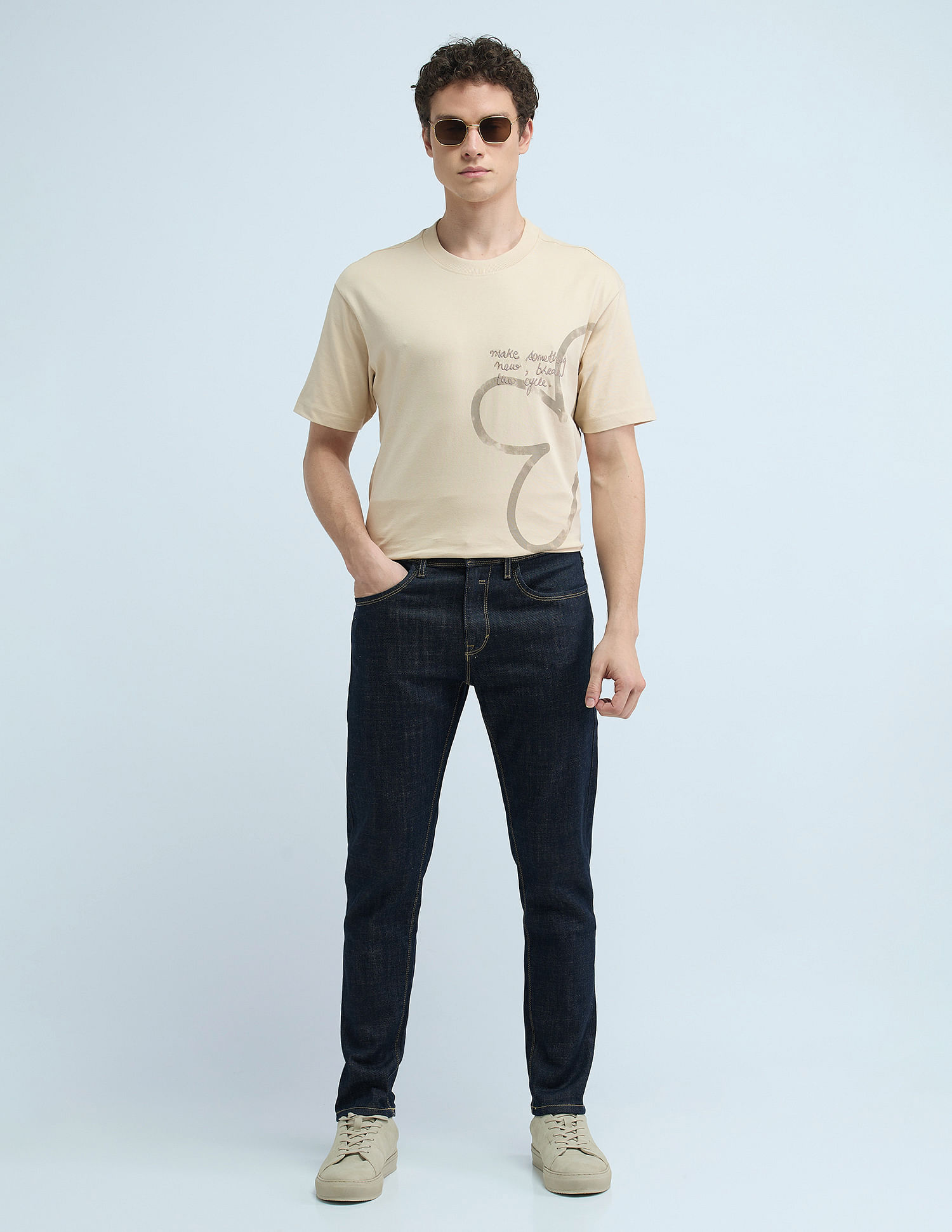 Flying Machine Slash Slim Tapered Rinsed Jeans
