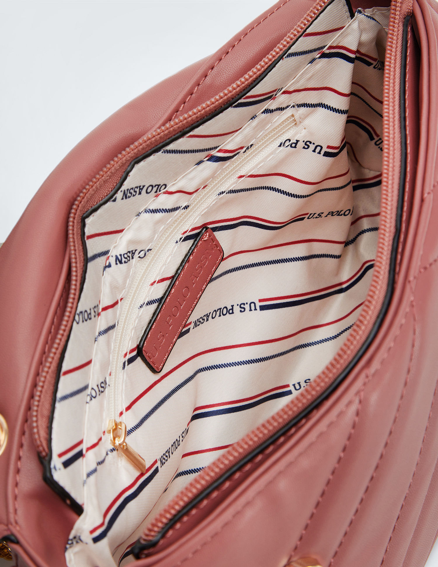 U.S. Polo Assn. Women Chain Strap Chevron Quilted Sling Bag