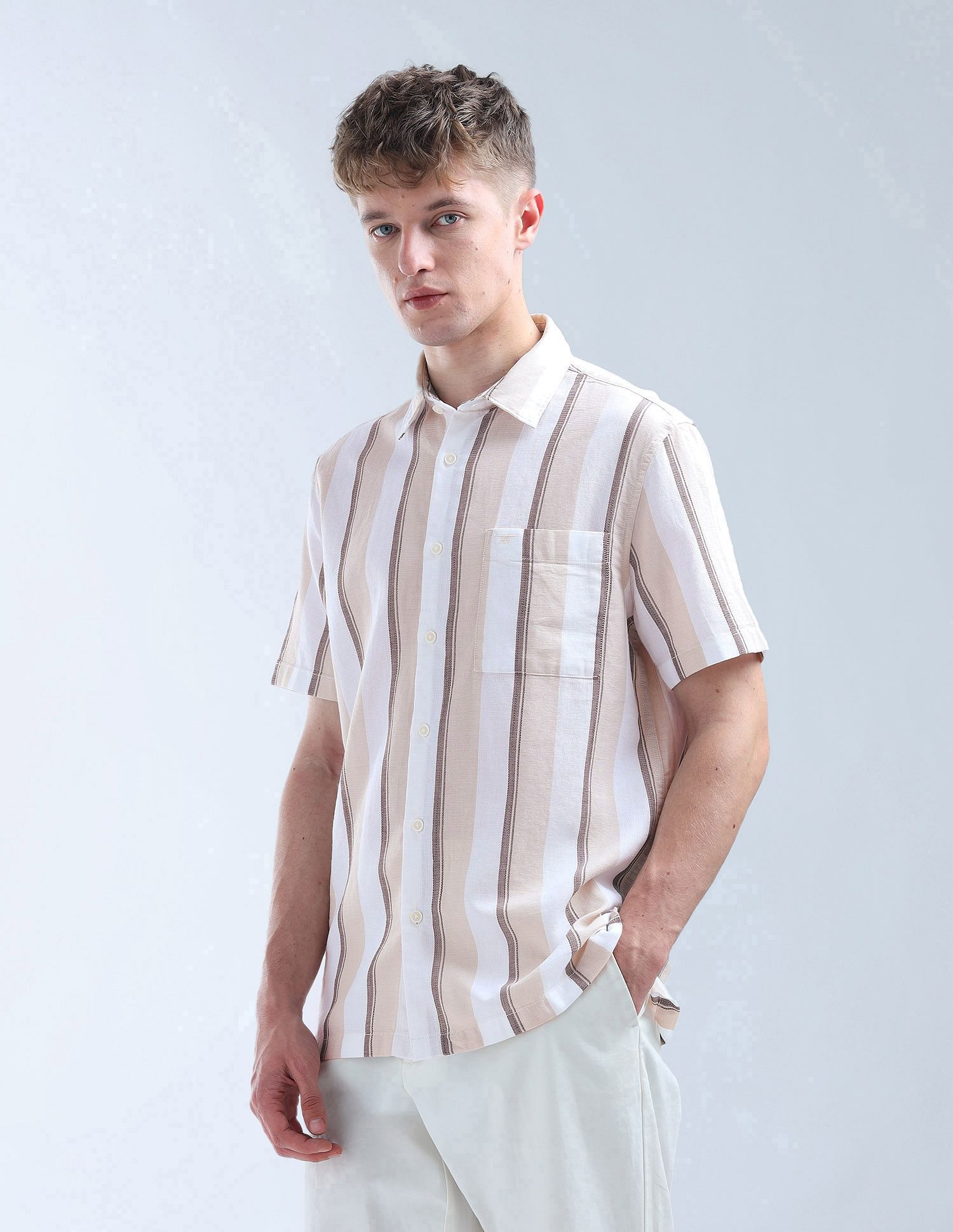 Flying Machine Vertical Striped Color Of Home Shirt