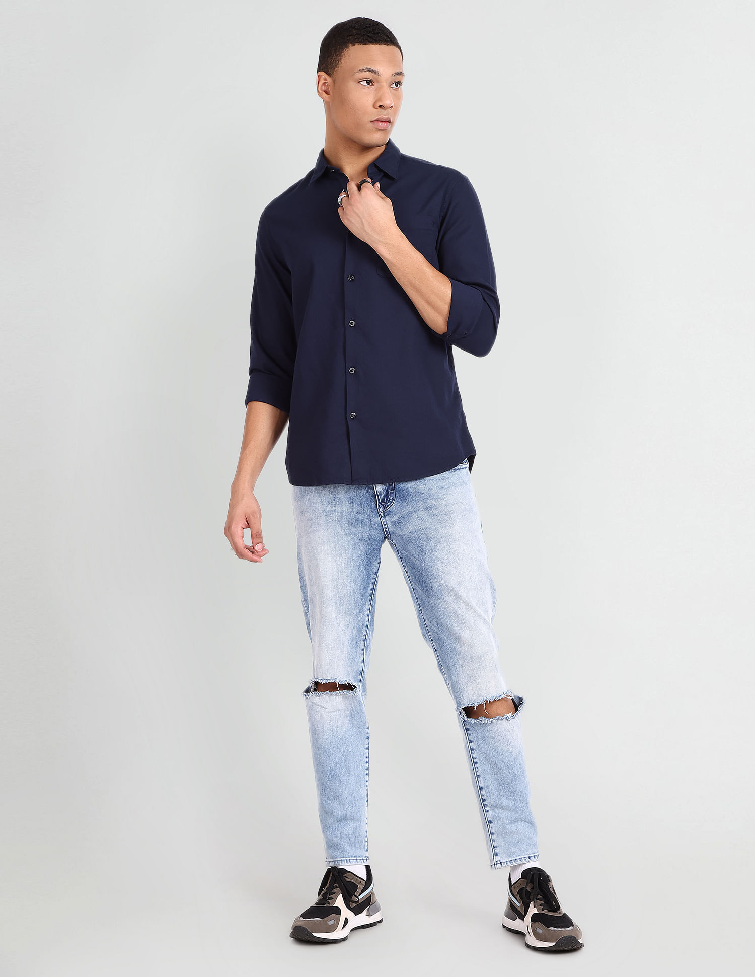 Flying Machine Patterned Dobby Slim Fit Shirt