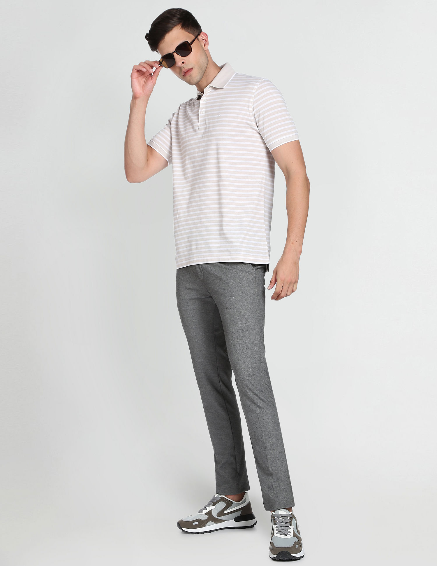 Arrow Horizontal Stripe Pique Polo Shirt