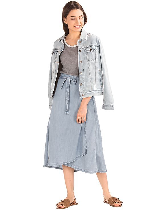 Buy GAP Women Blue Denim Wrap Skirt NNNOW