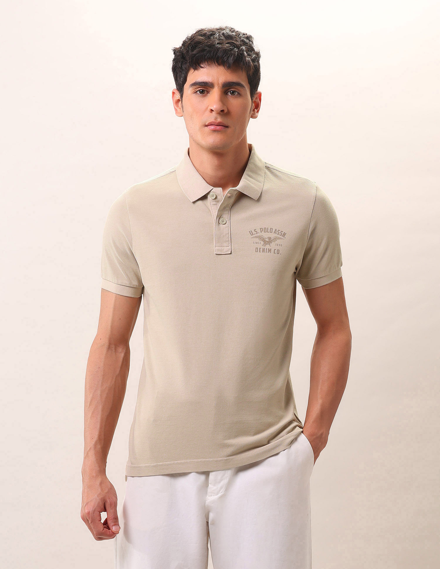 U.S. Polo Assn. Denim Co. Brand Printed Pure Cotton Polo Shirt