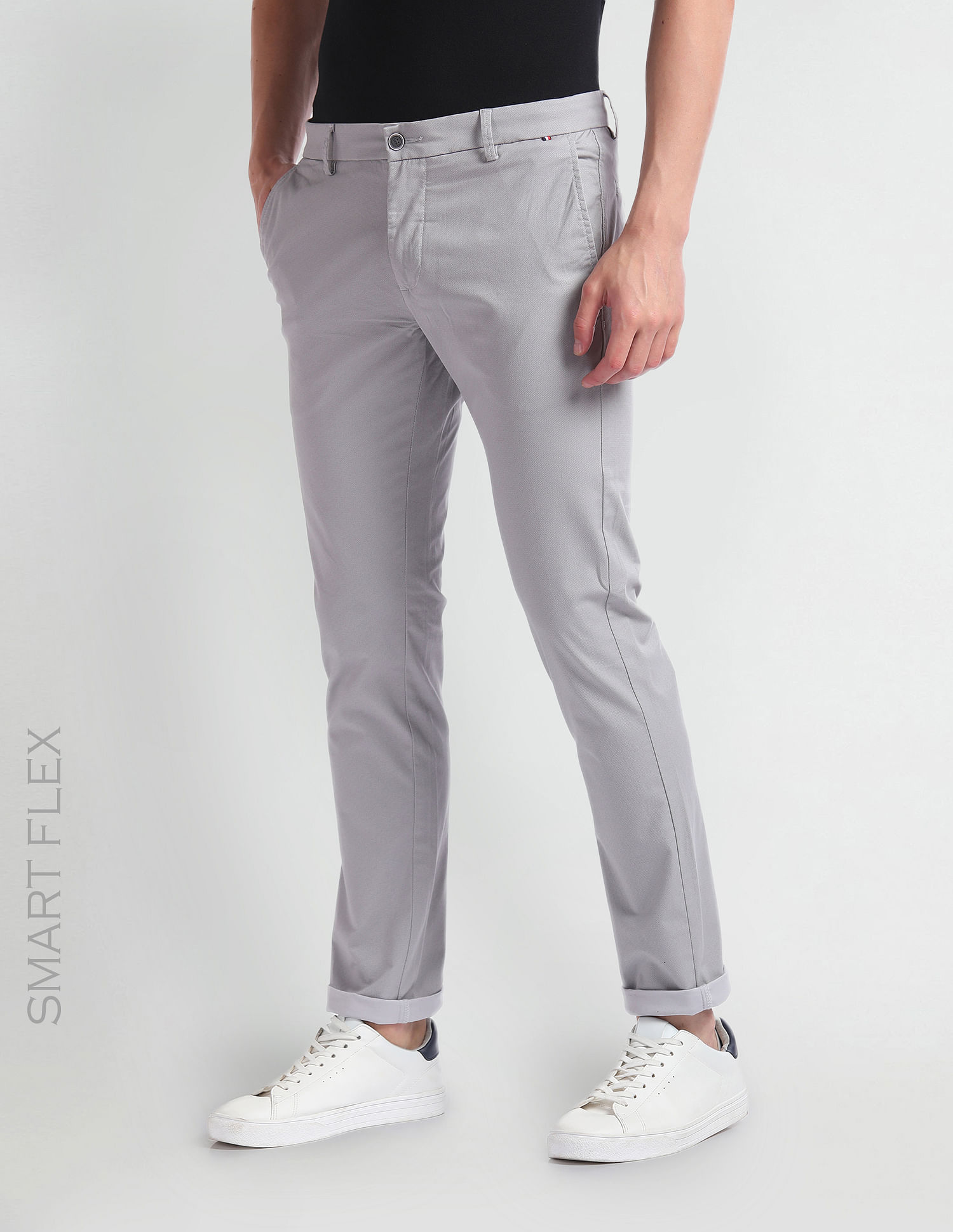 Buy Arrow Sports Auto Flex Solid Casual Trousers online