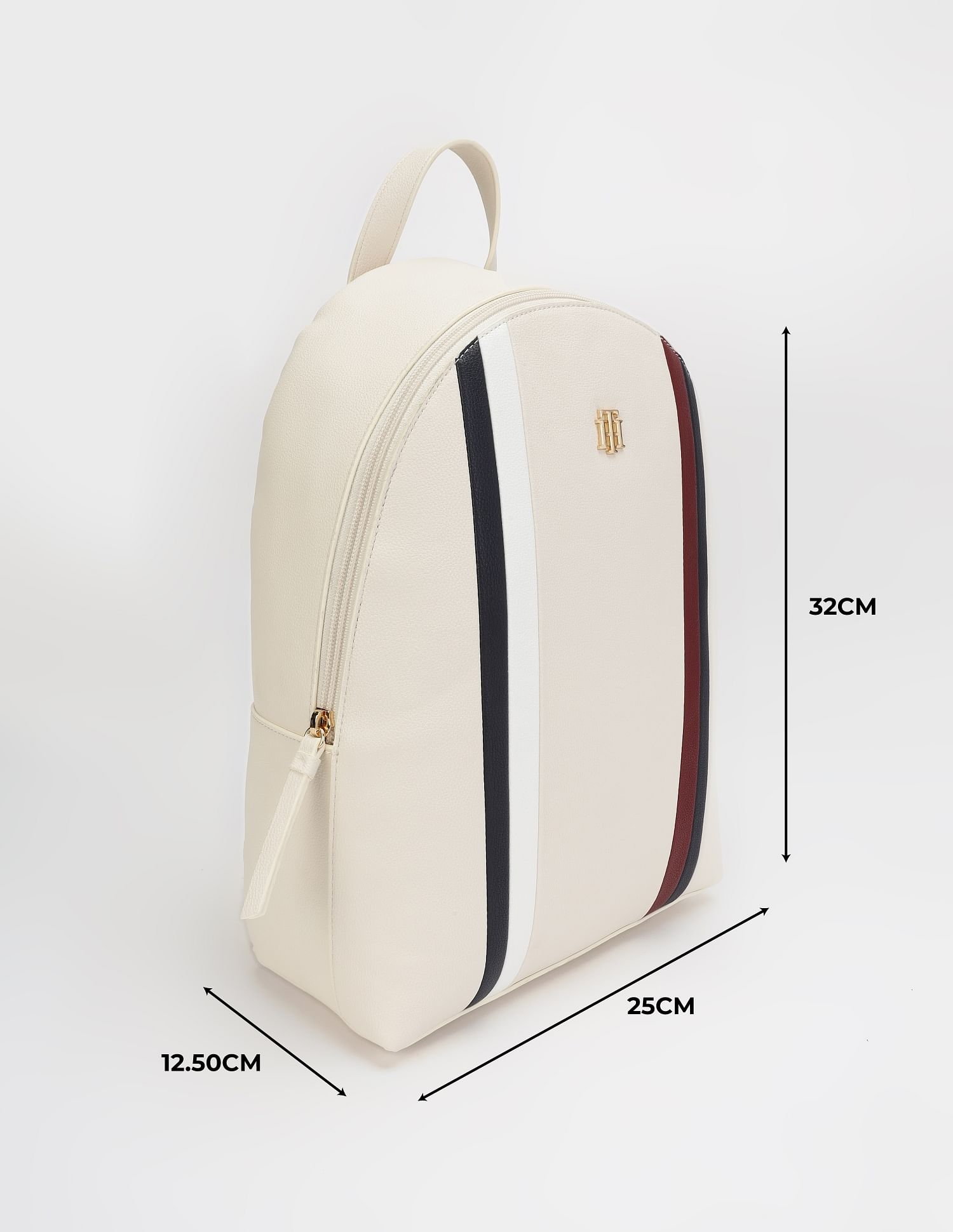 Tommy Hilfiger Striped Beige Pu Backpack