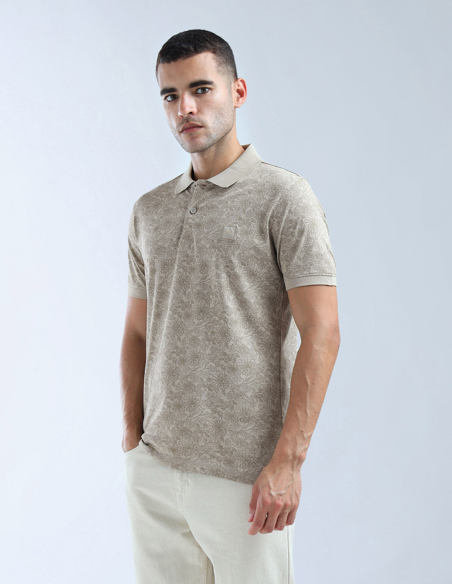 Flying Machine Floral Printed Essentials Polo Shirt