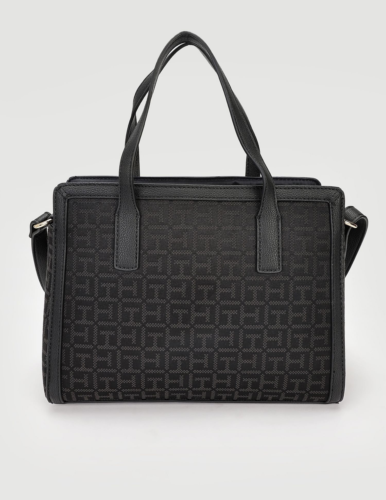 Tommy Hilfiger Printed Black Polyester Hand Bags